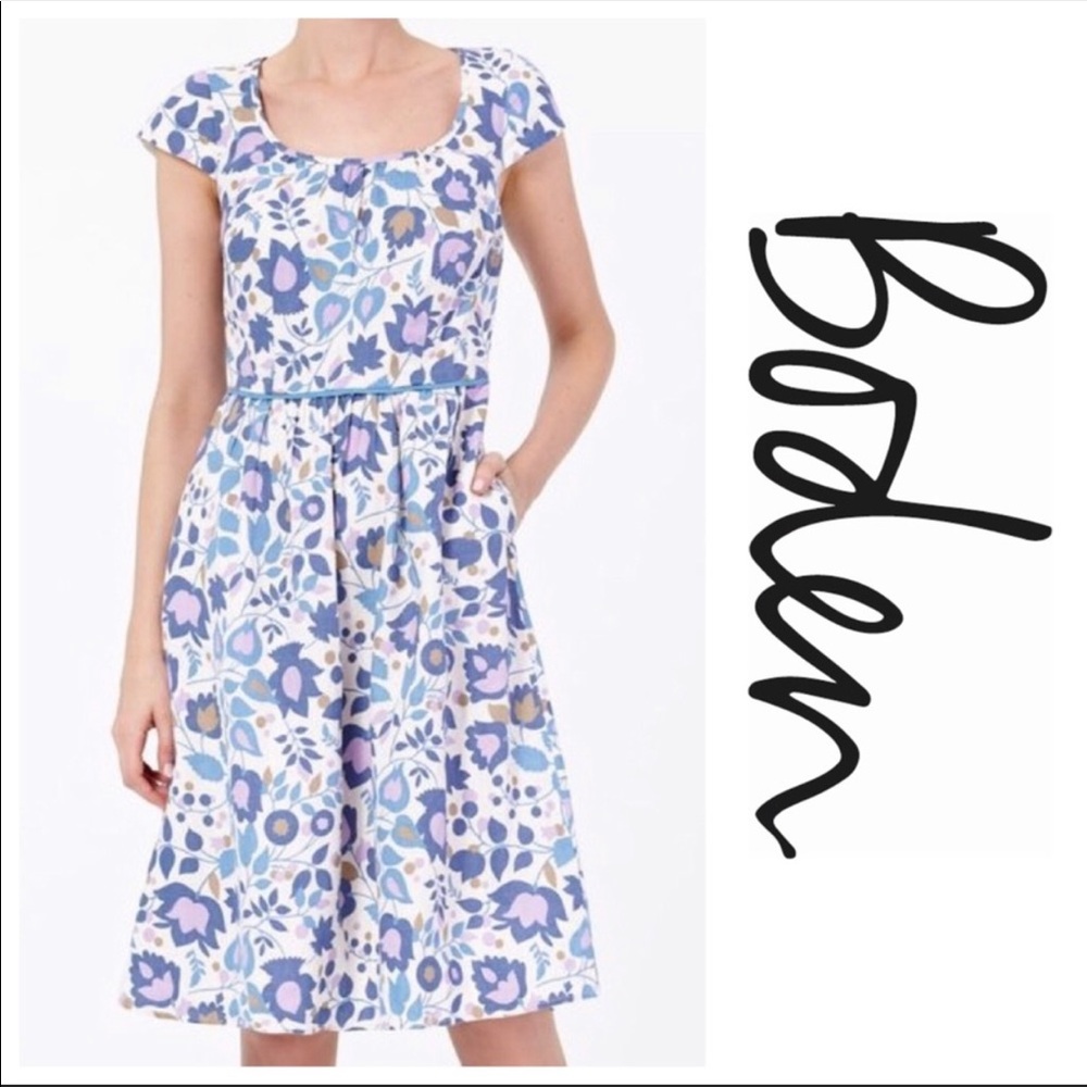 Boden• Floral Linen Cap Sleeve Dress - Picture 1 of 7